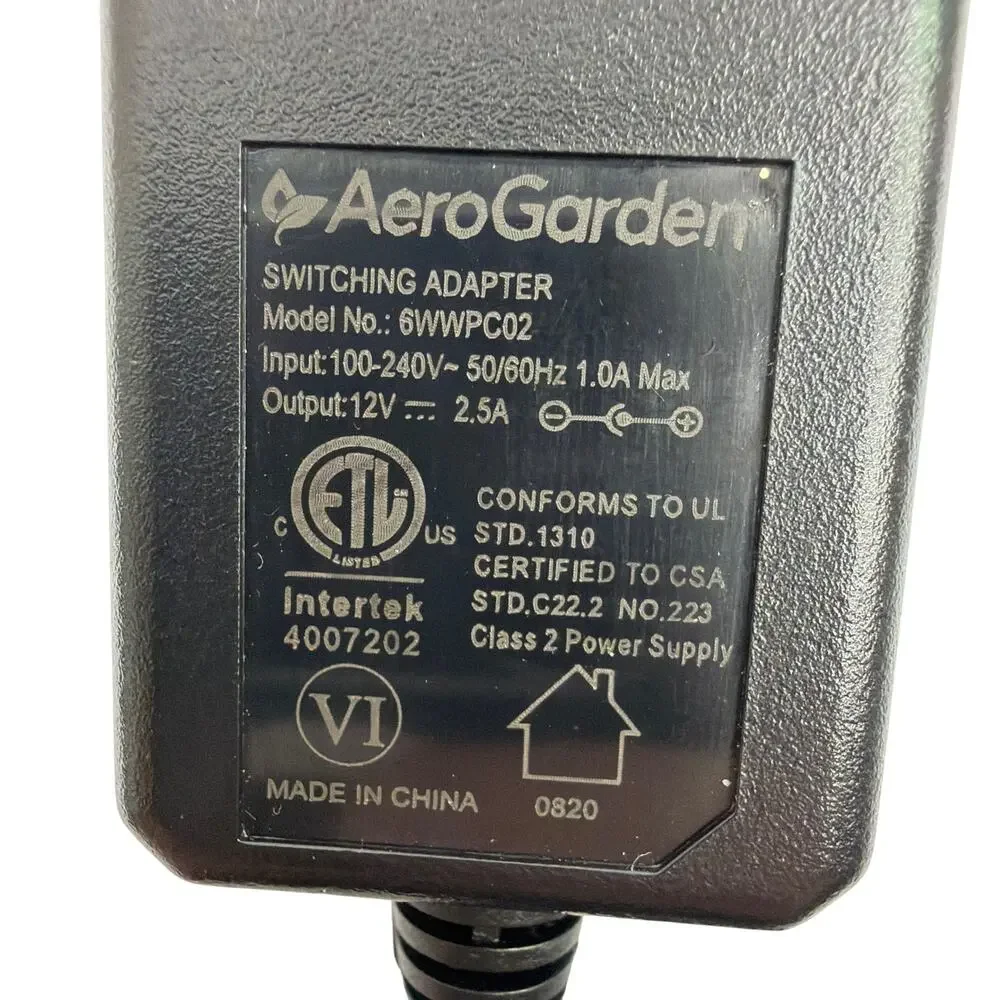 AeroGarden 6WWPC02 12V 2.5A Switching Power Adapter